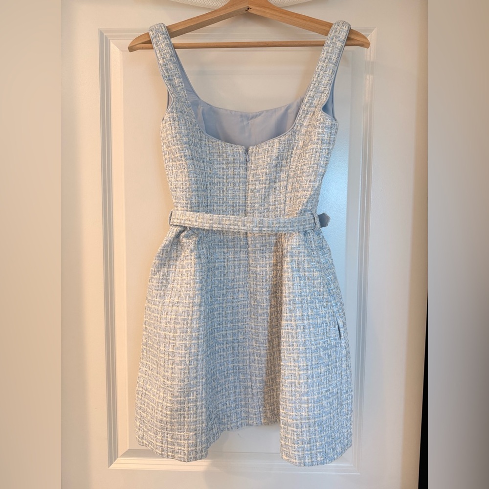 NWOT SELF-PORTRAIT BLUE BOUCLE SLEEVELESS MINI DRESS - Picture 14 of 16